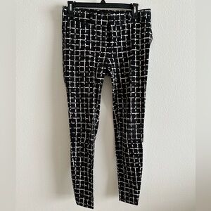Banana Republic Sloane Dress Pants, Black & White Design, Size 0